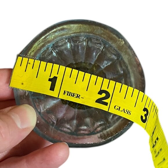 Vtg One-of-a-Kind Metal Earring Holder/Candlestick w/Pale Blue Carved Glass Base - Picture 7 of 10